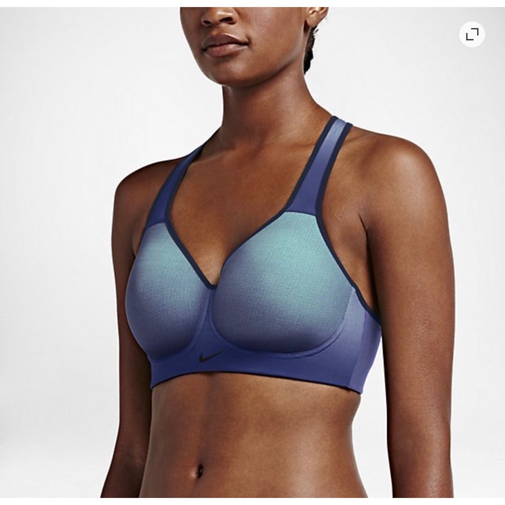 Nike Pro Rival Fade High Support Sports Bra Blue Molded Cups 858429-429 36E